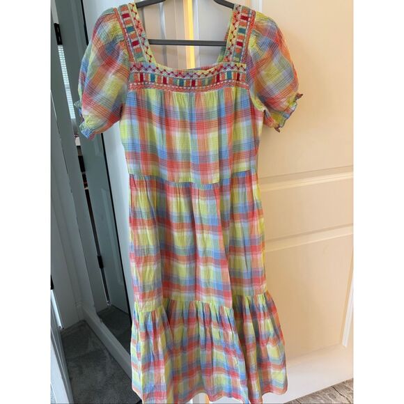 NWOT Johnny Was DELACEY PLAID SQUARE NECK MIDI DRESS, XS $285 E45 - Picture 5 of 11